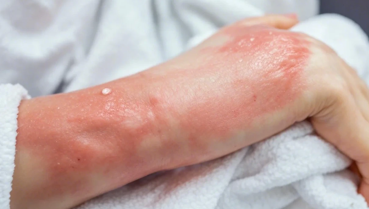 arms with inflamed and sensitive skin